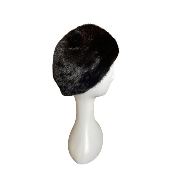 Vintage Claire Of Cameo New York  Black Mink Fur Womens Pillbox Hat main image 4